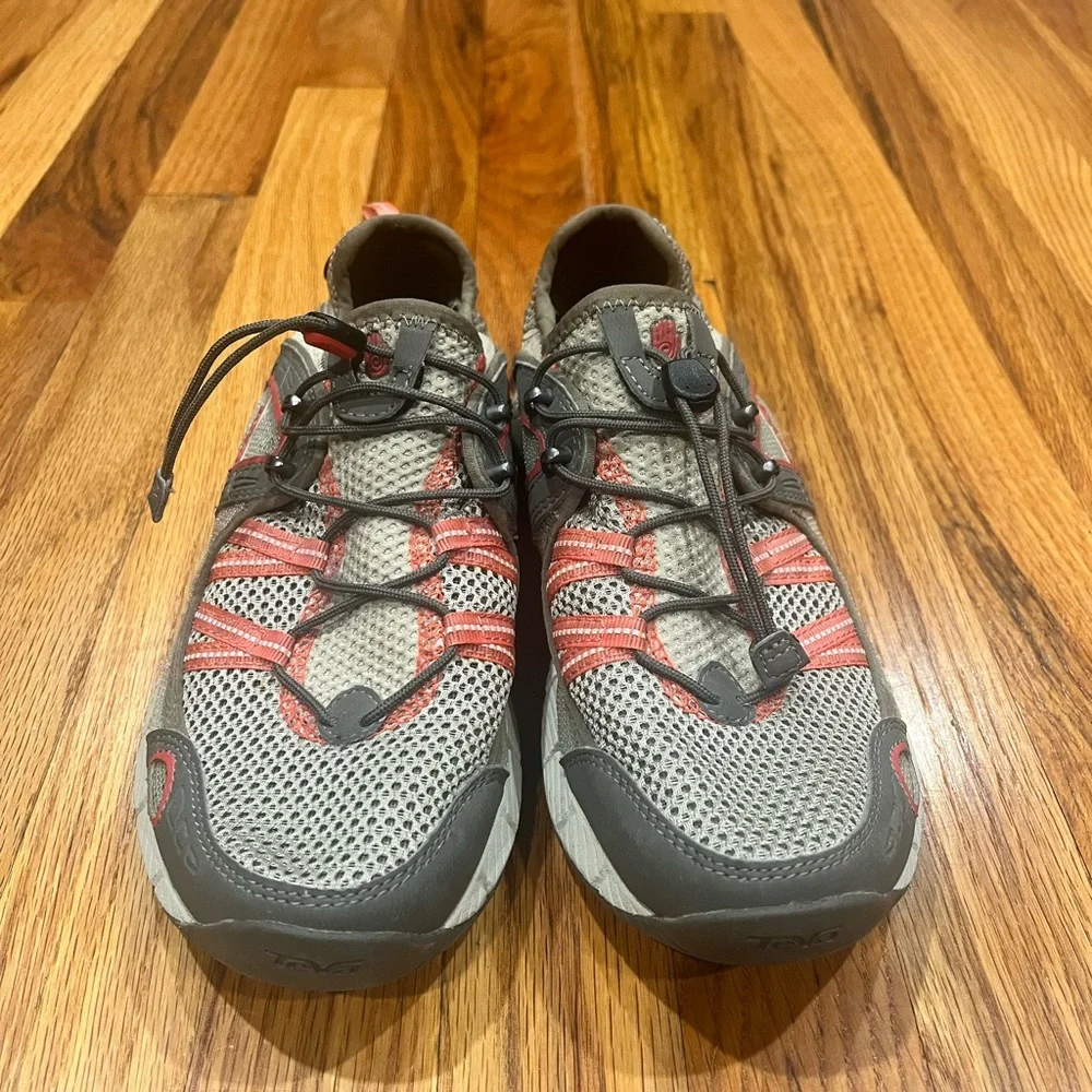 Teva Shoes Women Sz 9 Gray Red Mesh Lightweight Quick Lace Trail‎ Outdoor